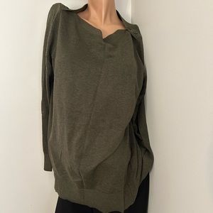 LOFT Women’s Olive Green V-Neck Knit Sweater